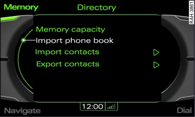 Importing the phone book